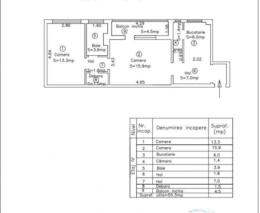 Apartament 2 camere – langa Iulius Mall | Renovat | Centrala | Comision 0% - Schiță 36