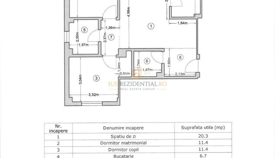 Apartament cu 3 camere de inchiriat, loc de parcare, zona Brancoveanu - Schiță 13