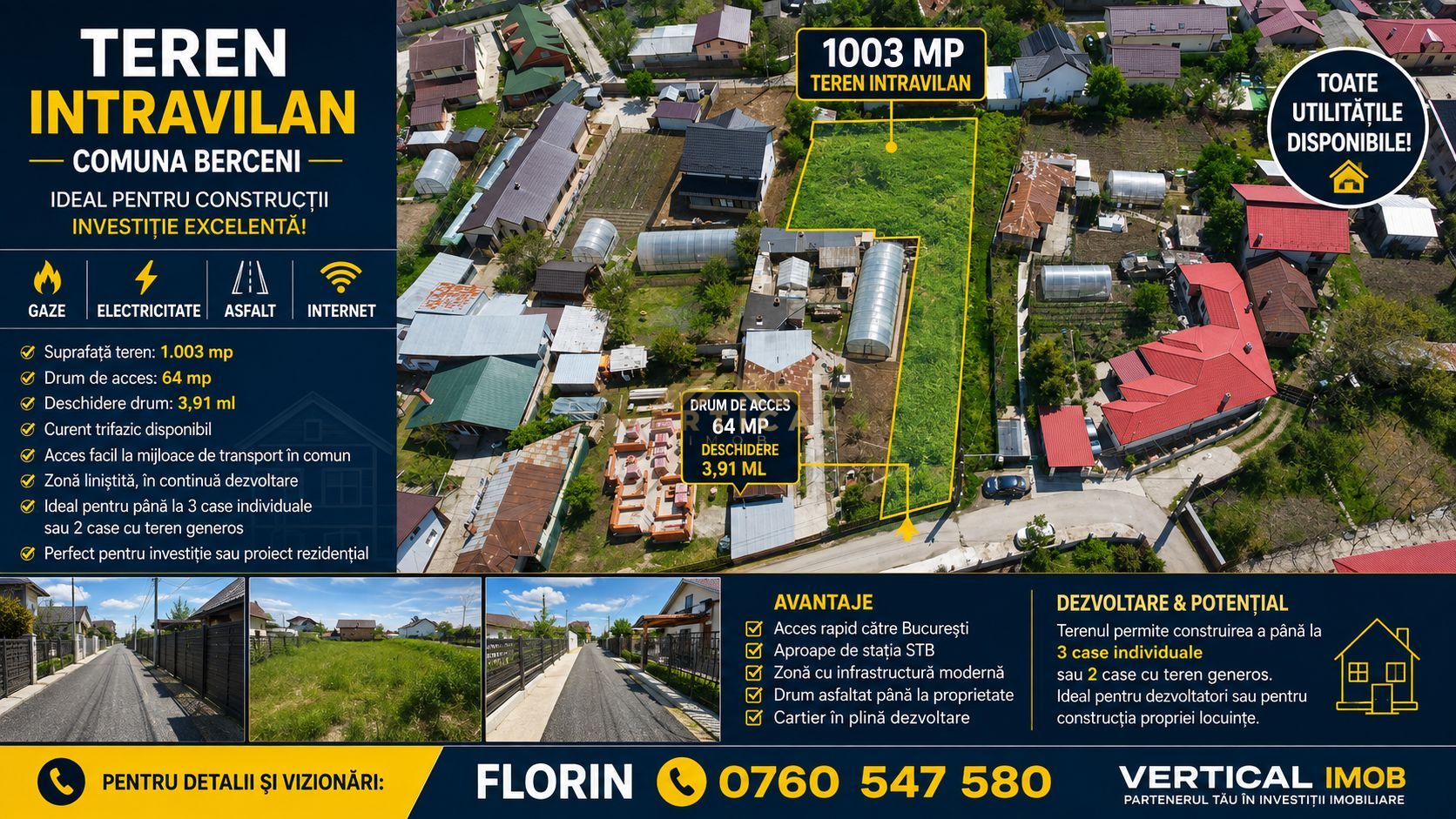 TEREN INTRAVILAN 1.003 MP – TOATE UTILITĂȚILE–IDEAL PENTRU CONSTRUCȚIE - Poză 1