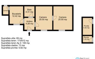 0 % comision ! Casa cu 2 camere 69 mp, strada Somesului - Poză 3