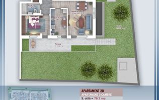 Apartament 3 Camere cu Gradina 100 mp, Comision 0%,  zona Pallady