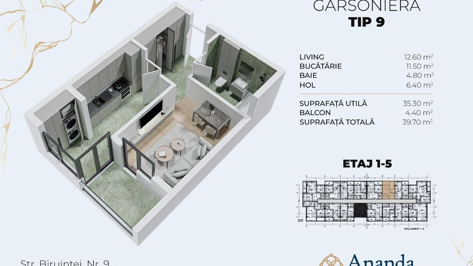 Garsoniera decomandata, buc spațioasă, ideal investitie, direct dezv - Poză 8