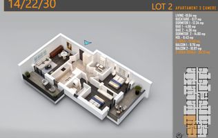 Apartament 3 Camere Decomandat, 2 balcoane, Comision 0%, Pallady