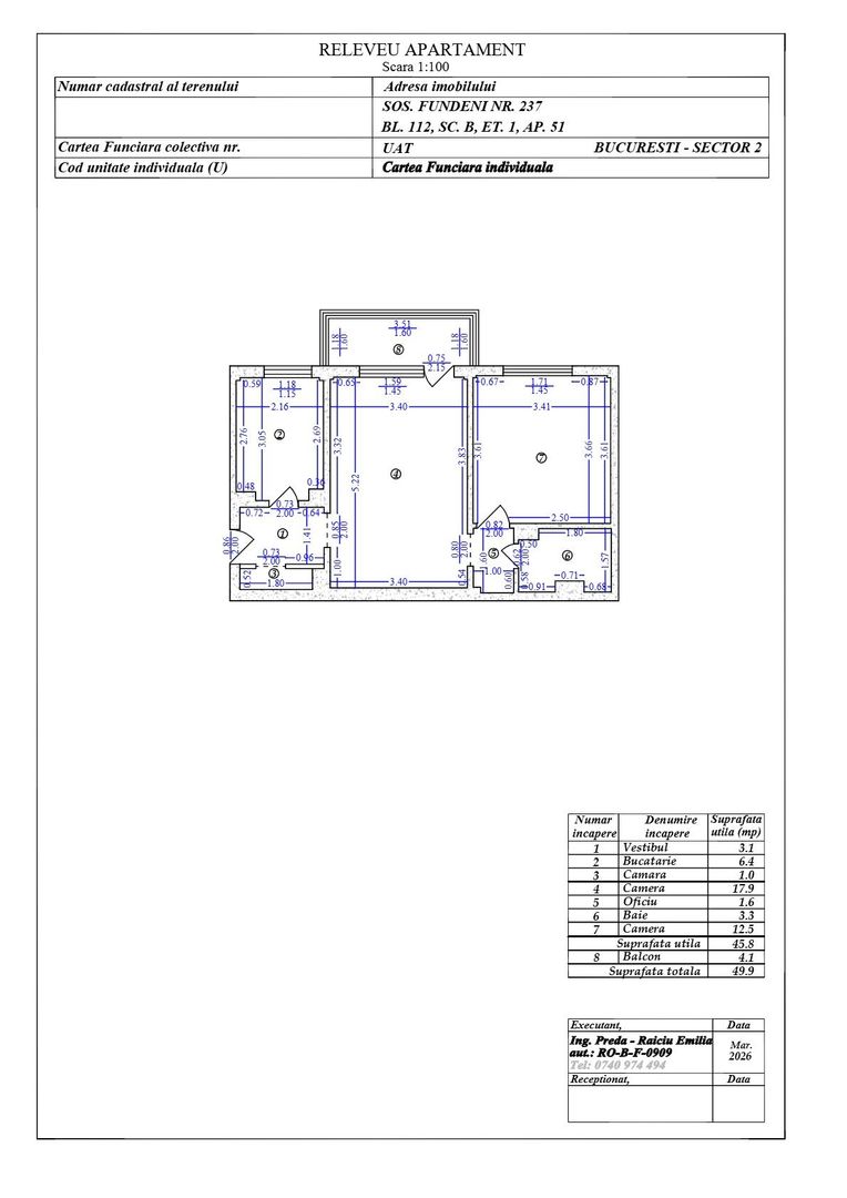 Apartament 2 camere Fundeni | Etaj 1 | 50 mp | Renovat - Schiță 23