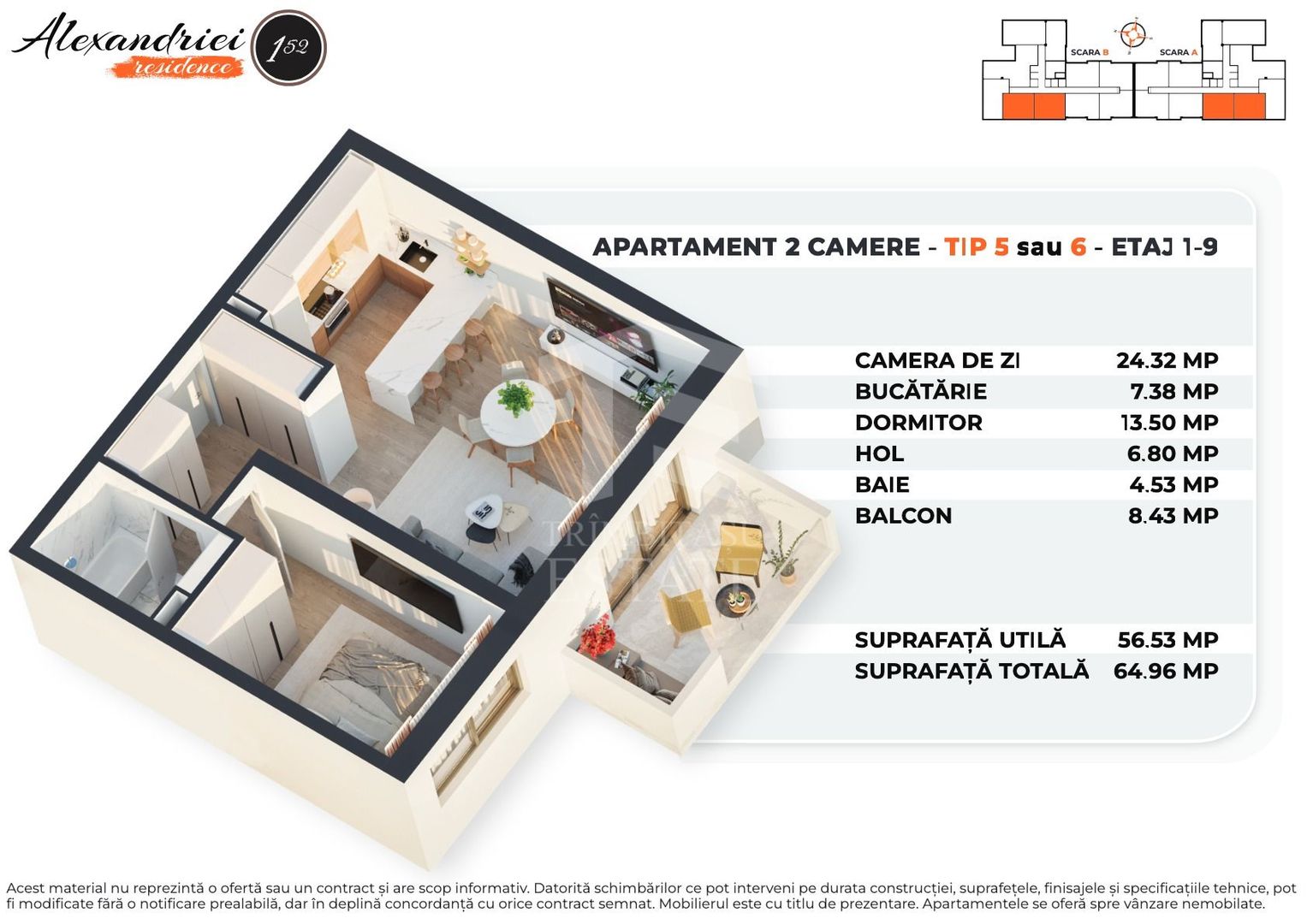 Alexandriei 152 | Bloc Nou Premium | 2 Camere Decom | 56 mp Utili - Schiță 25