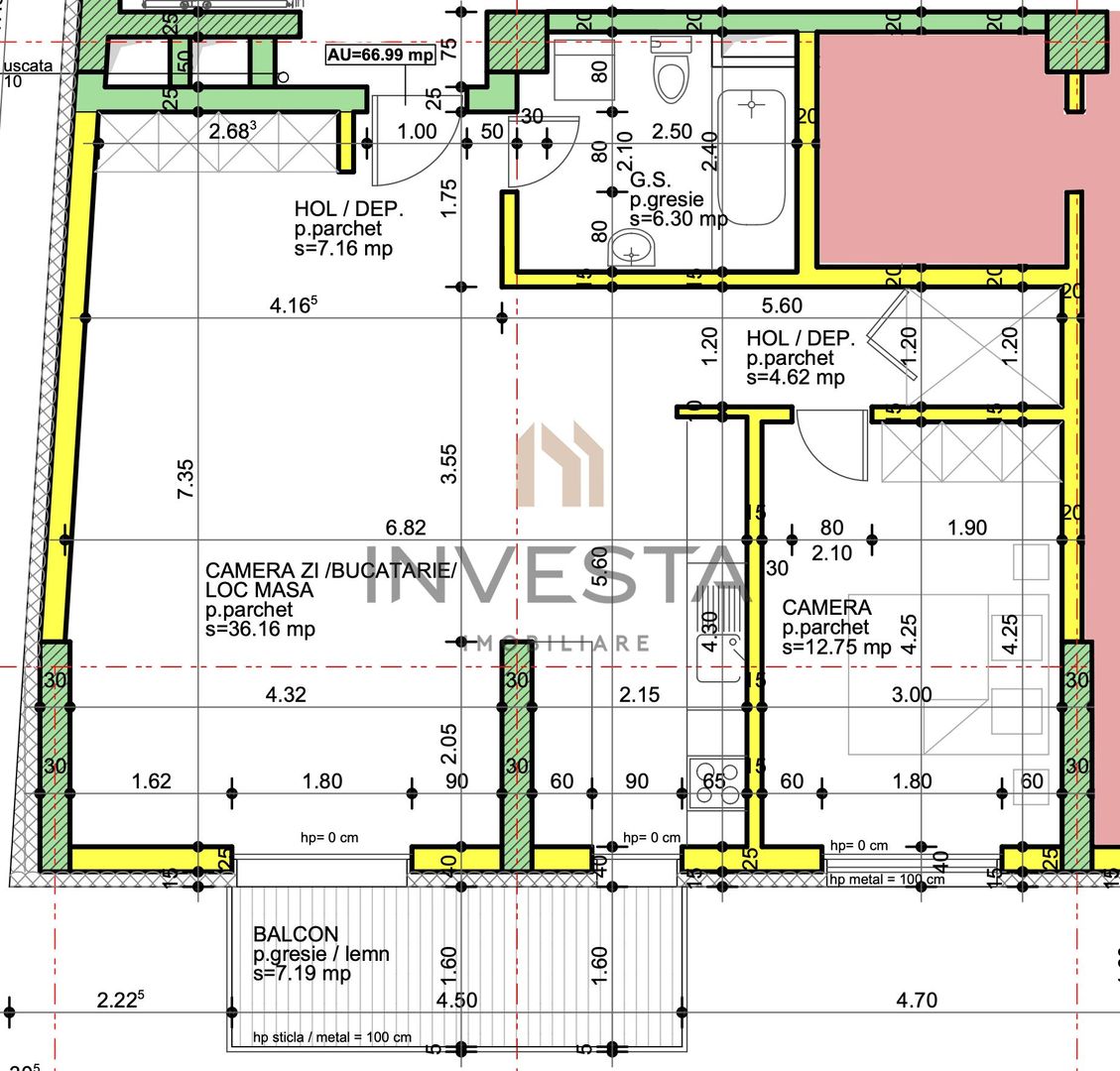 Apartament 2 camere Mărăști – clădire nZEB -  localizare Premium - Schiță 2