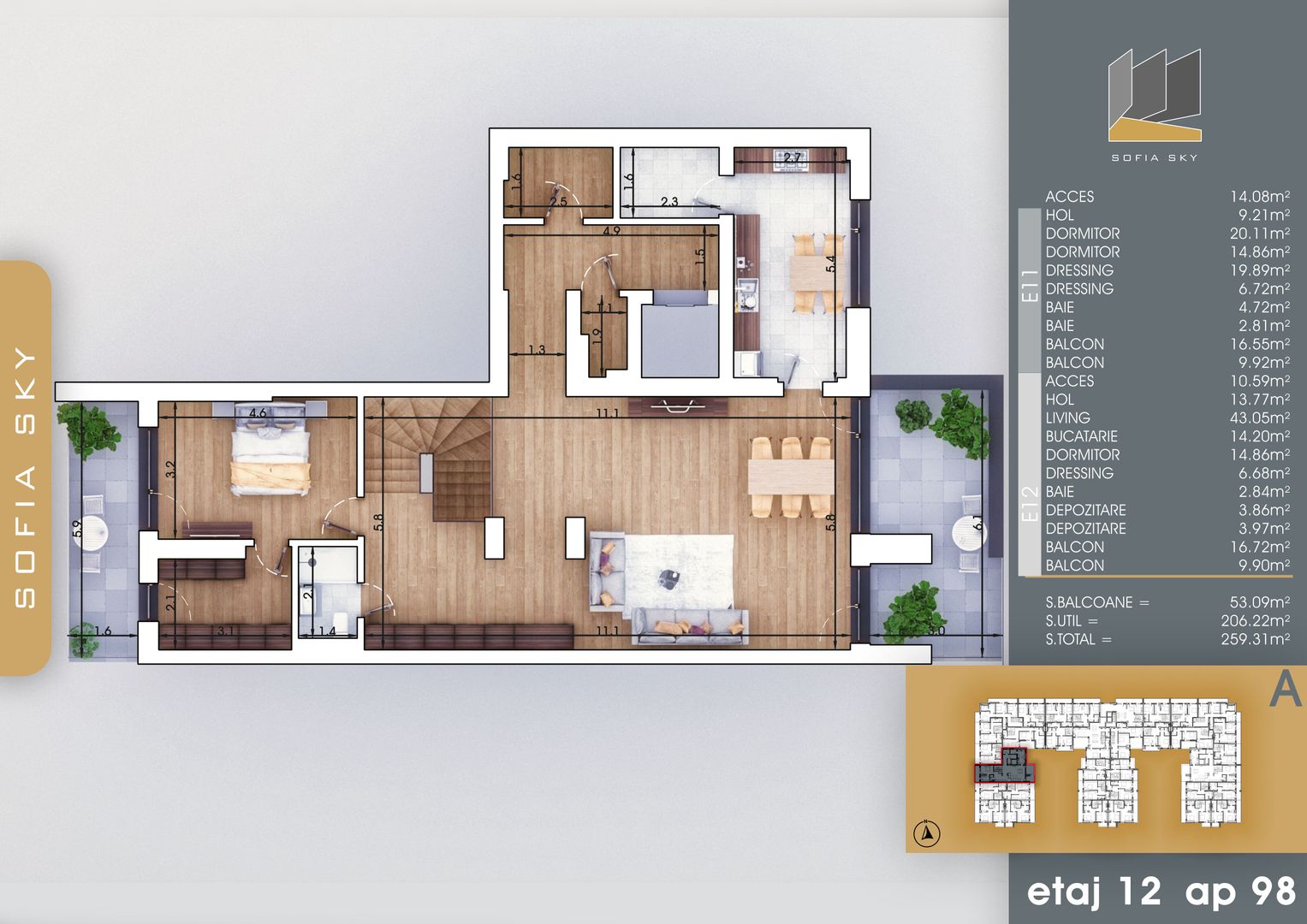 4 camere  duplex Finalizare Rapida -  Titan Pallady  7 min Metrou N Teclu - Schiță 17