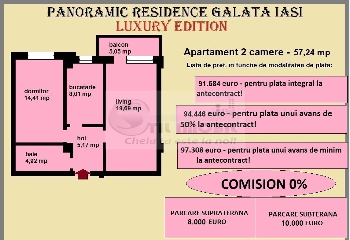 Apartament decomandat de vanzare in Iasi, Galata, 57,24 mp, bloc nou - Poză 2