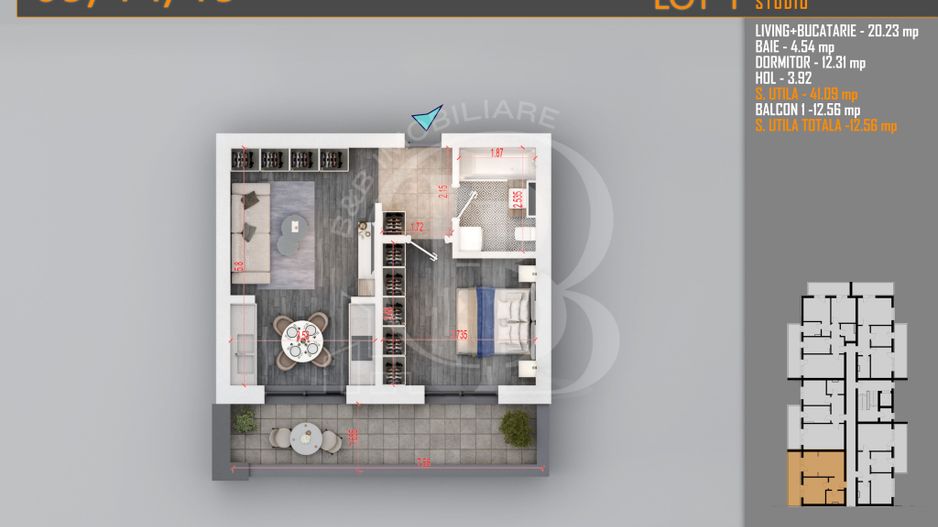 Apartament 2 camere Modern-Theodor Pallady Metrou Teclu - Schiță 2