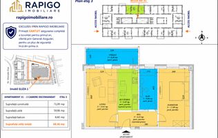 Apartamentul nr. 31 | 2 camere decomandat | Etaj 3 | Terasă 8,60 mp |