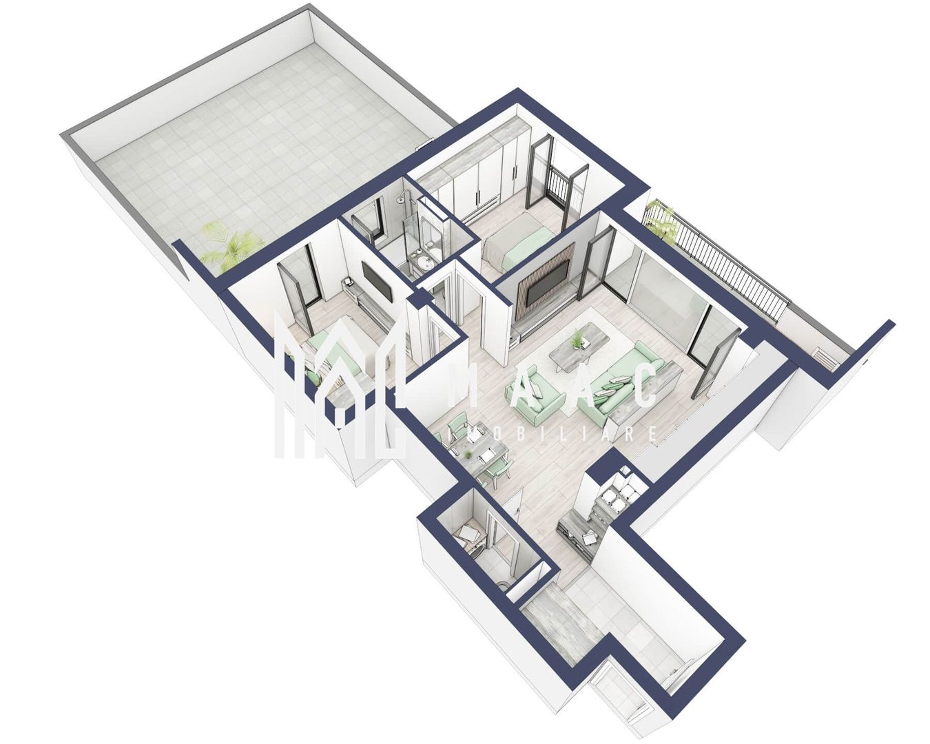 Apartament 3 camere | Balcoane/Terase 31.8 mp | Turnisor - Poză 4