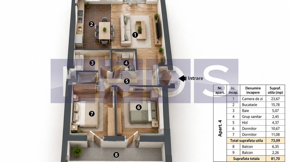 DE VANZARE 3 CAMERE SPATIOASE   | 2 BAI | 2 BALCOANE | LANGA MARRIOTT - Poză 8