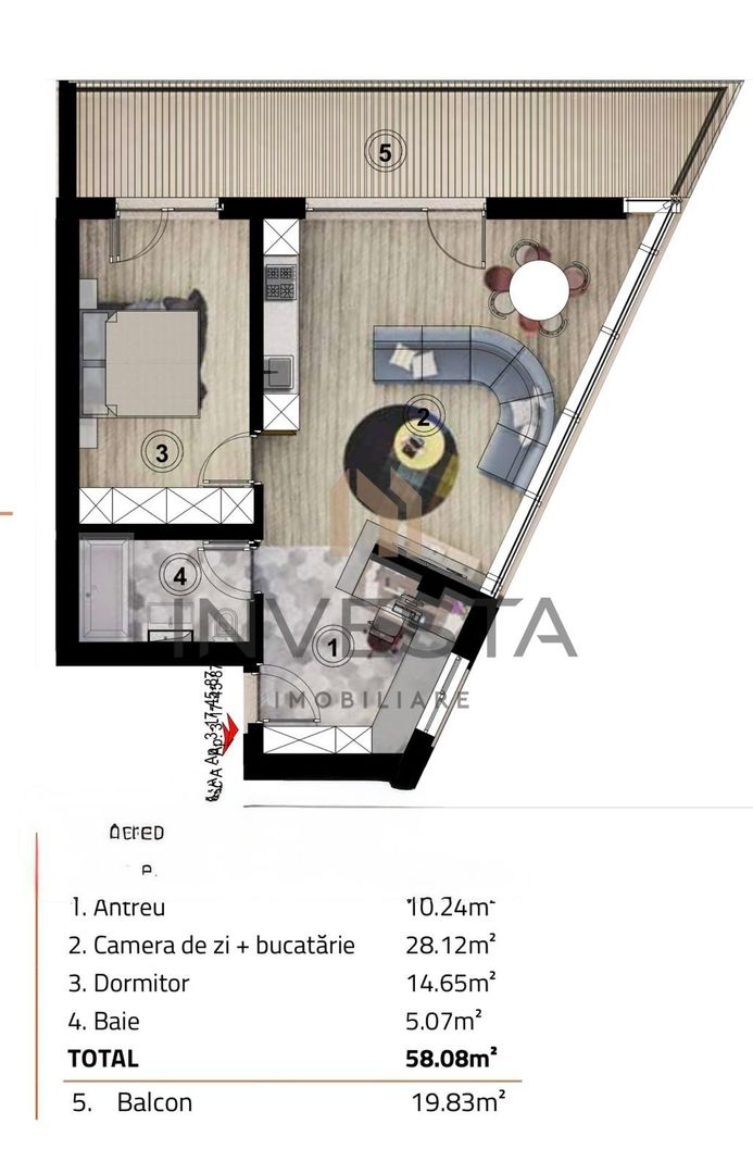 APARTAMENT DE VANZARE 2 CAMERE SOPOR VIEW SUPERB - Poză 2
