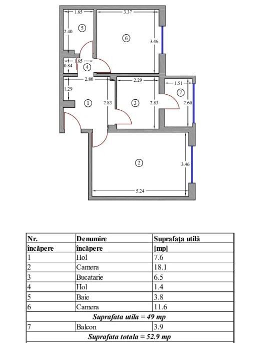 Apartament 2 camere, mobilat și utilat, zona CARTIER; - Poză 8