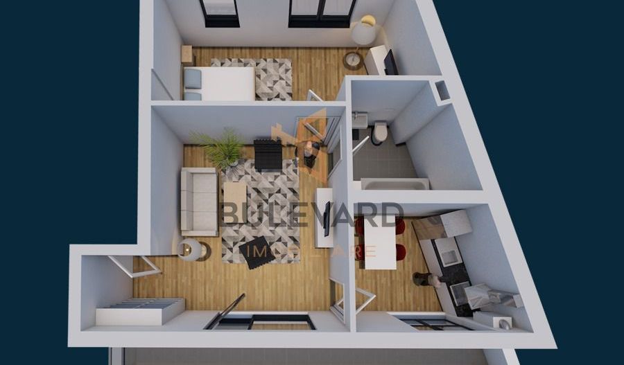 Apartament 2 camere, terasa de 15 mp, Centru! - Schiță 12