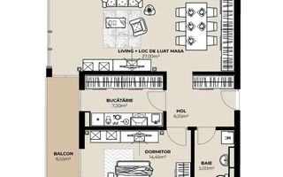 Apartament 2 camere de vânzare 60.2 mp Et.9  Mărăști Fabricii - Poză 1