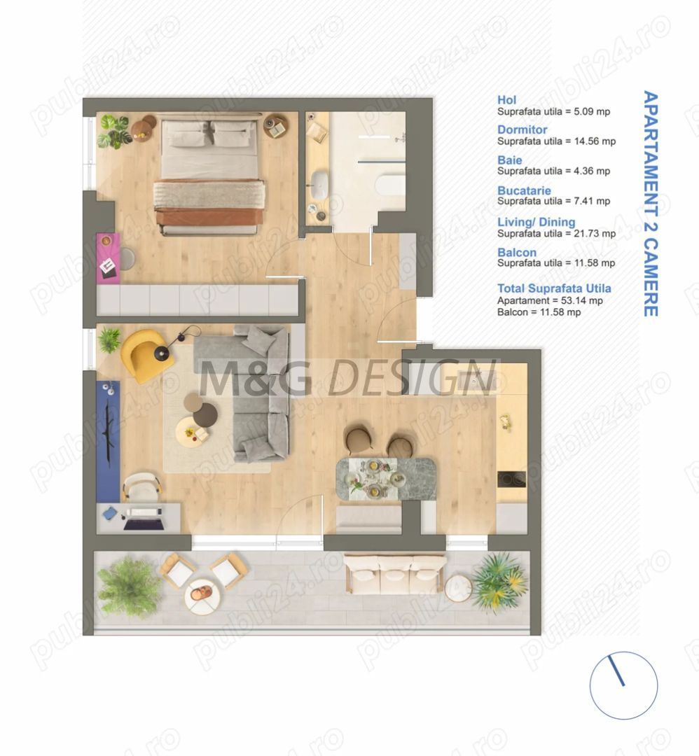 Apartament 3 camera Aradului bloc nou - Schiță 15