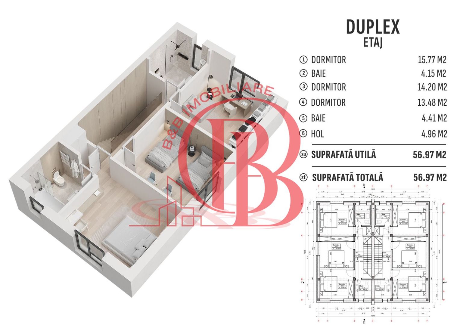 Vila tip duplex 4 camere mutare rapida Pompa Caldura Titan Pallady - Schiță 20