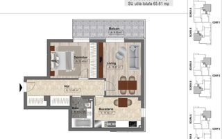 Apartament 2 camere Dobroesti / SU 65,61 mp / bloc nou / comision 0 - Poză 15