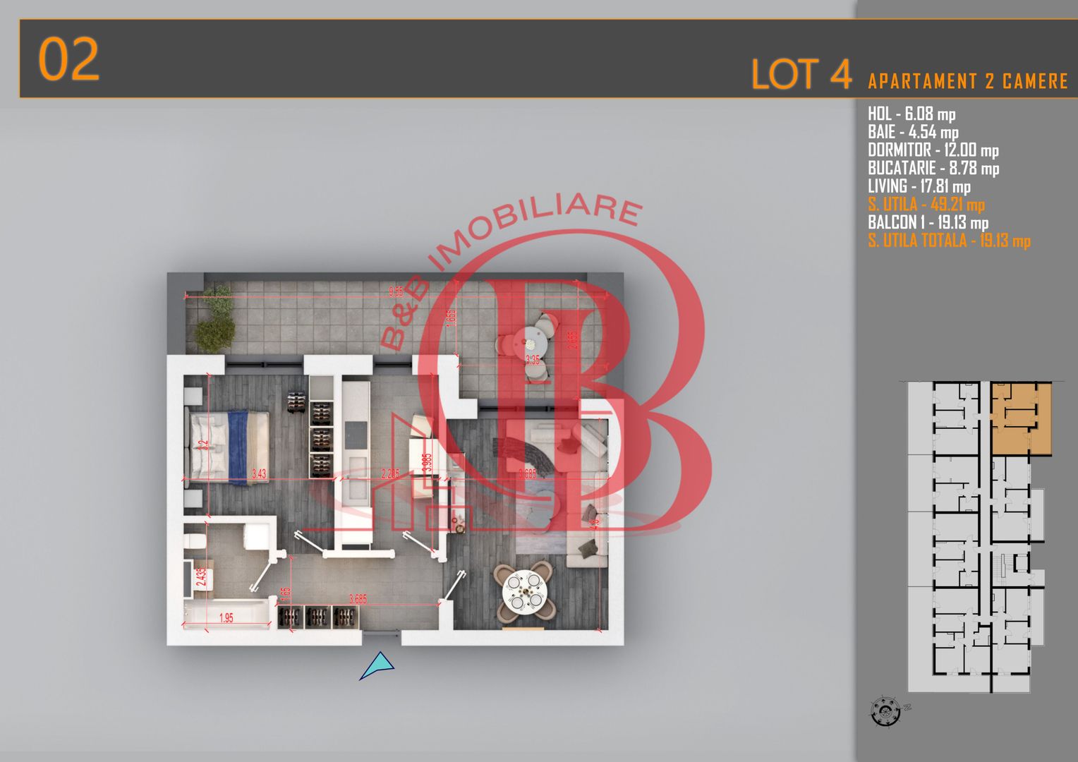Apartament 2 camere cu Terasa Titan-Pallady-Metrou Teclu - Schiță 8