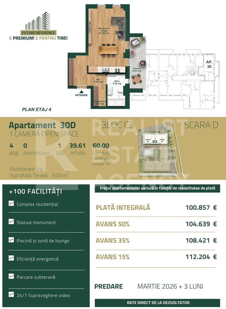 Vânzare, apartament, o cameră, zona Torontalului, Timișoara - Schiță 8