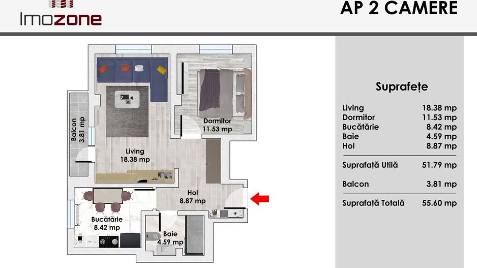 LUJERULUI - GRAND VIA, 2 CAMERE, ETAJUL 2, LIFT,  MOBILAT - UTILAT,  COMISION 0% - Poză 8