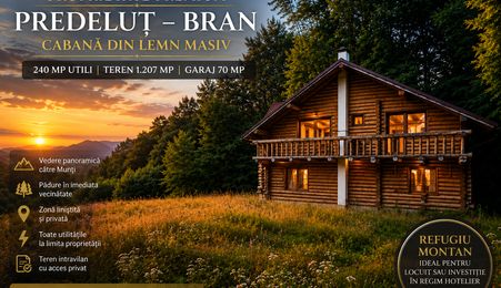 Cabană din lemn masiv | 240 mp utili | Predeluț – Bran | 1207 mp Teren