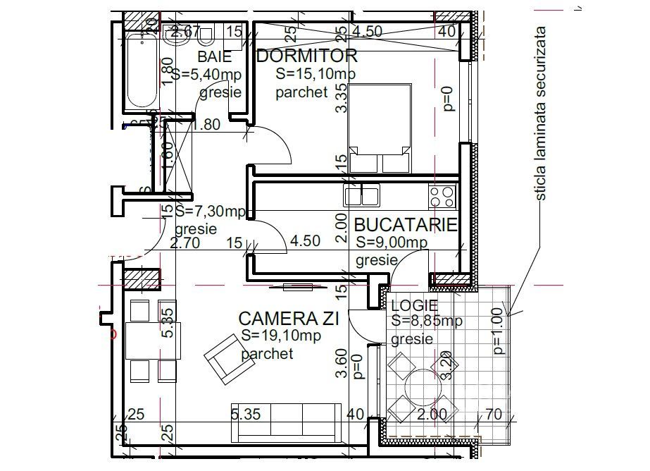 Apartamente 2 Camere in Andrei Muresanu – Calitate Premium - Schiță 8