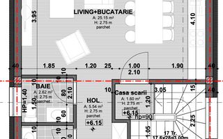 Apartament 3 camere, 67 mp utili + terase de 48mp, Andrei Muresanu - Schiță 2