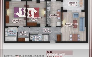 Apartament Spatios 3 camere Th. Pallady-Metrou Nicolae Teclu - Poză 2