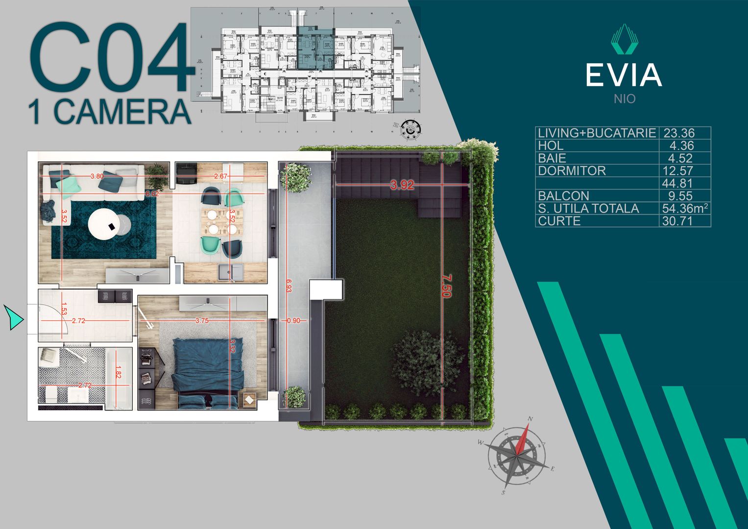 2 camere cu gradina proiect premium Metrou Nicolae Teclu - Schiță 7