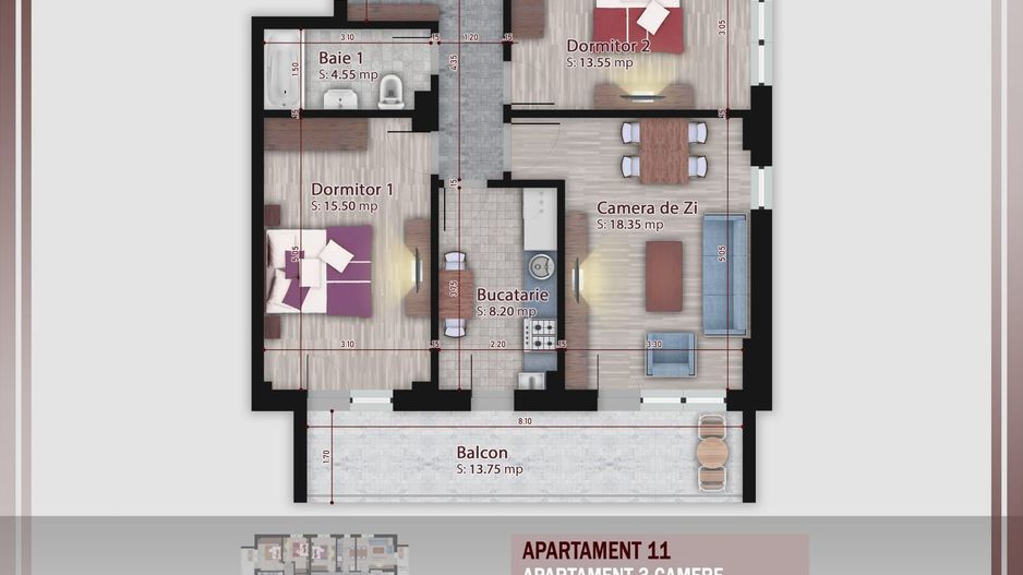 AP. 3CAM DECOMANDAT ,BLOC BOUTIQUE P+3 / PALLADY.COMISION 0%! - Poză 1