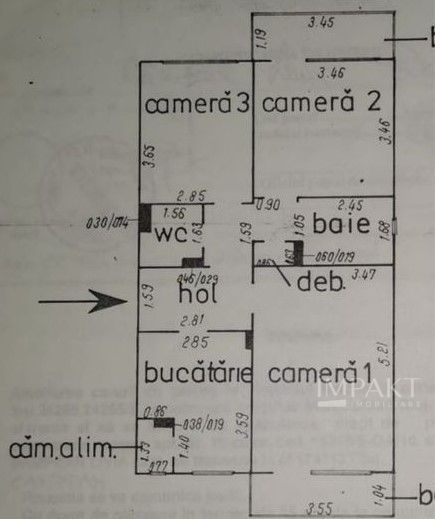 Apartament cu 3 camere decomandate - Schiță 7