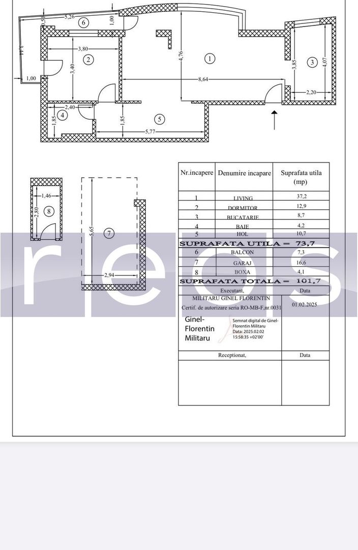 APARTAMENT 2 CAMERE | HERASTRAU | 74 MP | PARCARE SUBTERANA | BOXA - Schiță 10