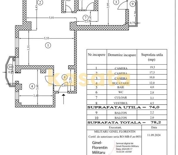 OPORTUNITATE | APARTAMENT 3 CAMERE  | MALL VITAN | BLOC 1990 - Schiță 7