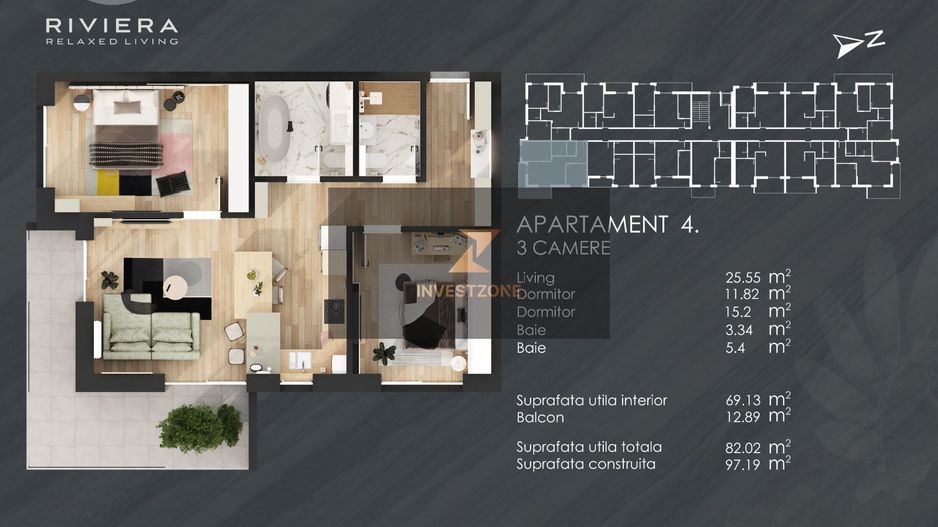 InvestZone vinde un apartament de 3 camerev in complexul Riviera Orade - Poză 1
