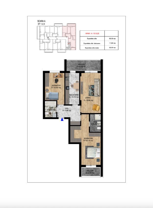 AP. 3CAM. SPATIOS - BLOC PREMIUM P+4 / METROU N. TECLU. PALLADY! - Poză 4