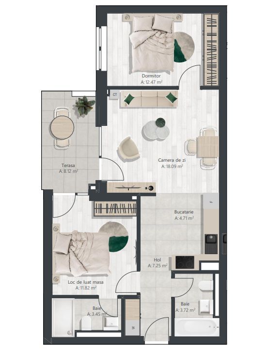 Apartament superb cu 3 camere | Denya Forest - Schiță 9