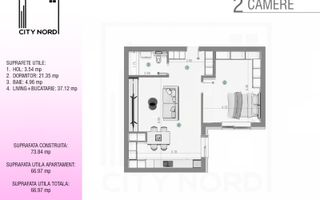 Apartament 2 camere -63mp - CITY NORD Stefan cel mare - Poză 1