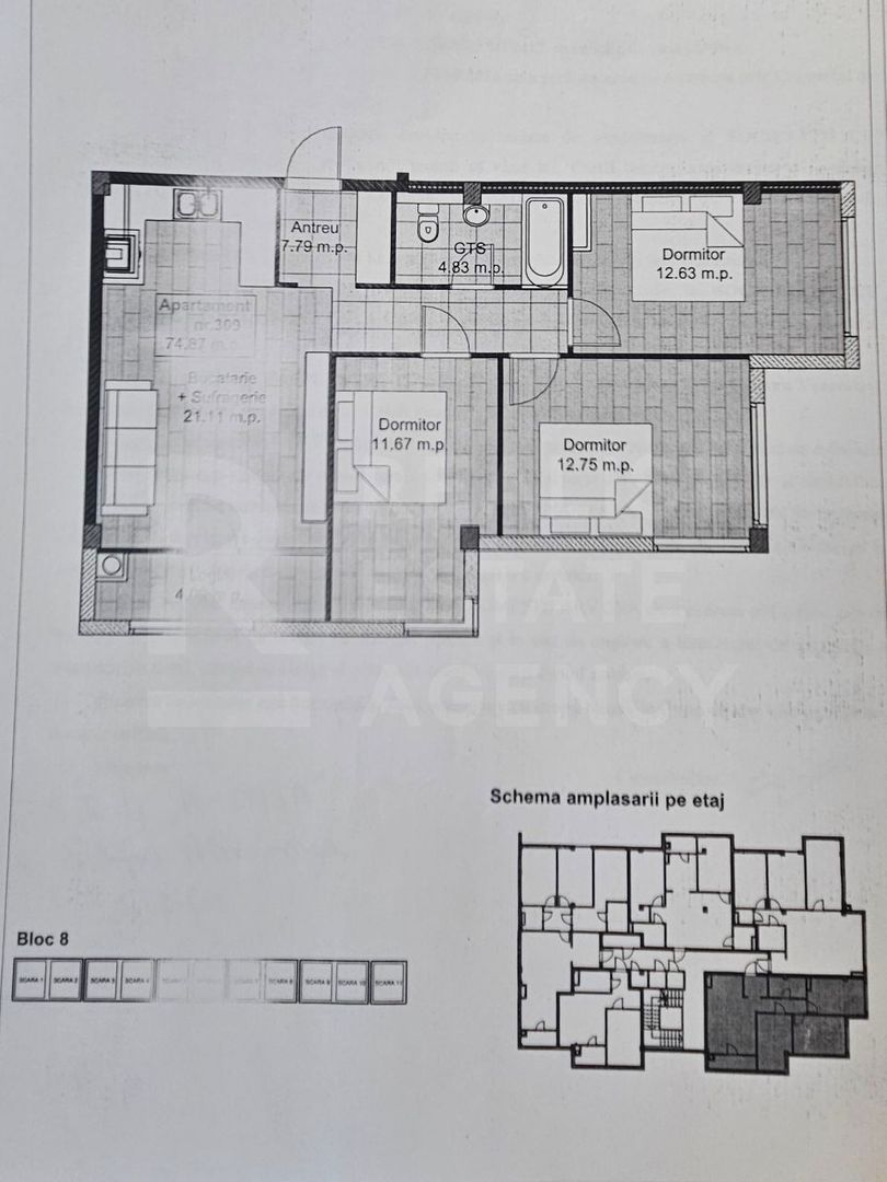 Vânzare, apartament, 3 camere, Strada Bisericii, Buiucani - Poză 8
