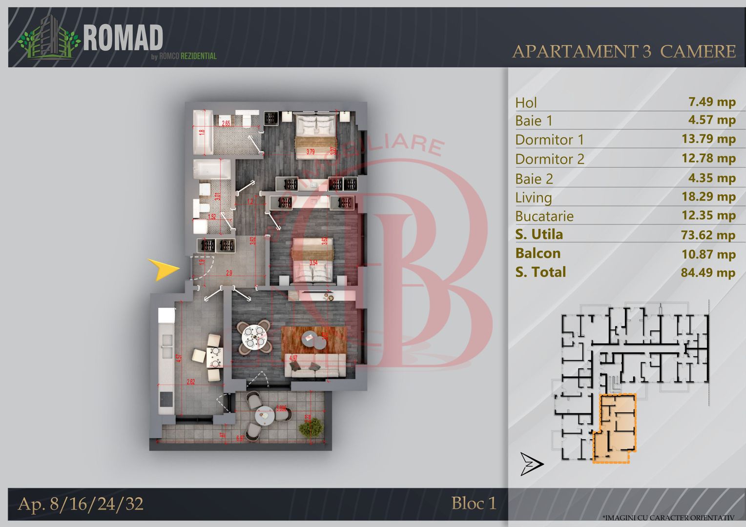 Apartament 3 camere Premium Pallady-Sector 3 - Schiță 12