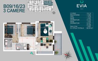 Apartament Premium 3 camere Mutare Rapida Smart Home - Schiță 2