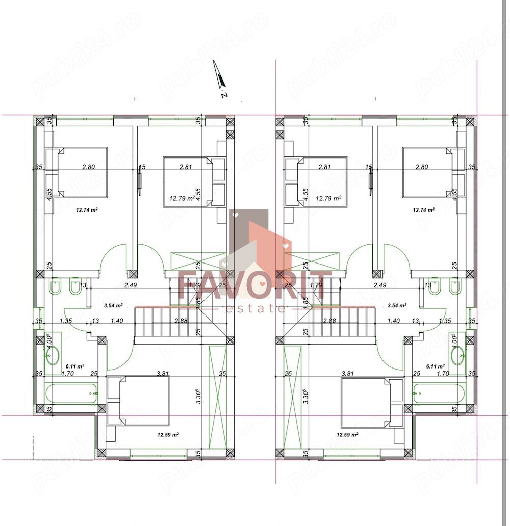 Duplex despartit prin camera tehnica | 4 camere | Toate utilitatile | - Poză 18