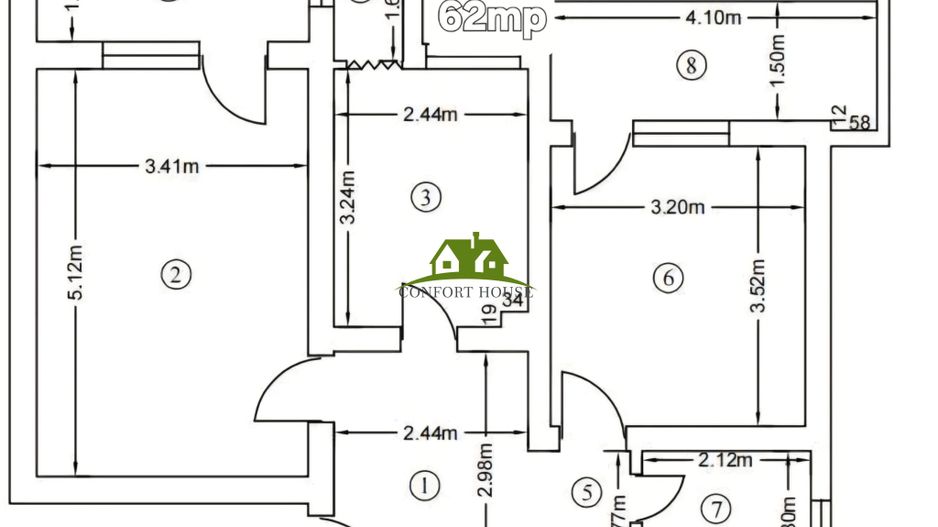 APT. 62mp cu 2 camere/2 balcoane – mobilat/utilat – Matei Basarab - Poză 16
