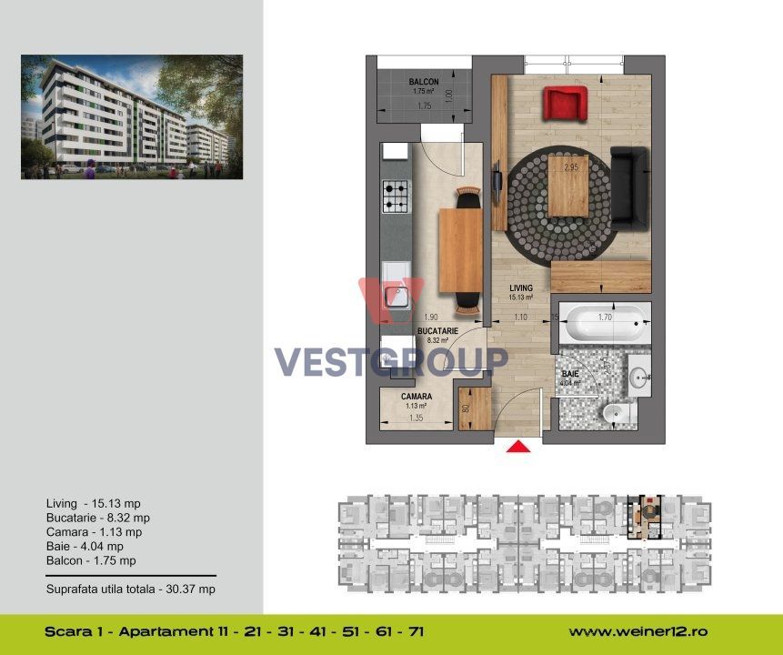 Apartamente Studio 2 Camere Militari Weiner 12 Direct Dezvoltator - Poză 5