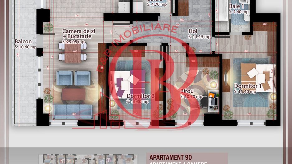 Apartament 4 camere   Titan Pallady Metrou Nicolae Teclu - Schiță 2