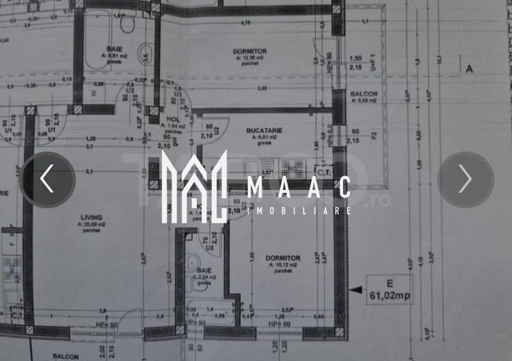 Apartament 3 camere | 71 m  utili | 2 băi | 2 balcoane | Parcare în fața vilei | Mobilat | Etaj 2 - Schiță 13