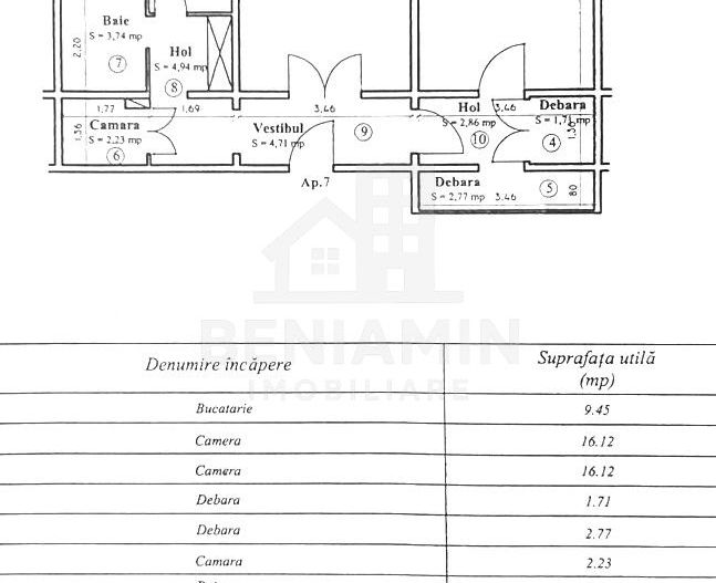 2 Decomandate-Etaj 1-CT-AC-Mobilat-Utilat-Bartolomeu-65mp-Parcare - Schiță 10