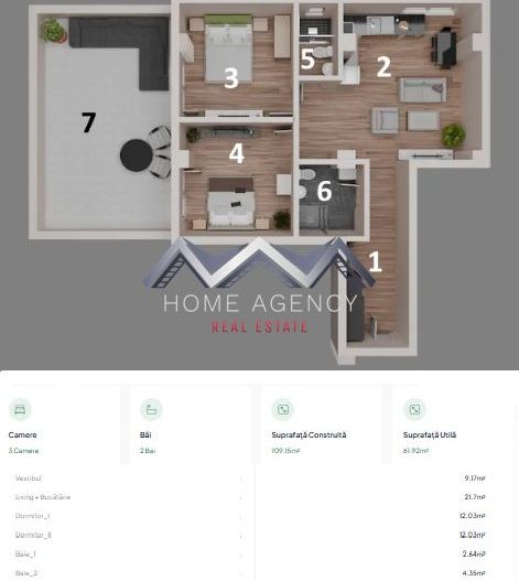 Apartament 3 camere, terasă 31 mp Otopeni central | parcare, comision 0 - Schiță 13
