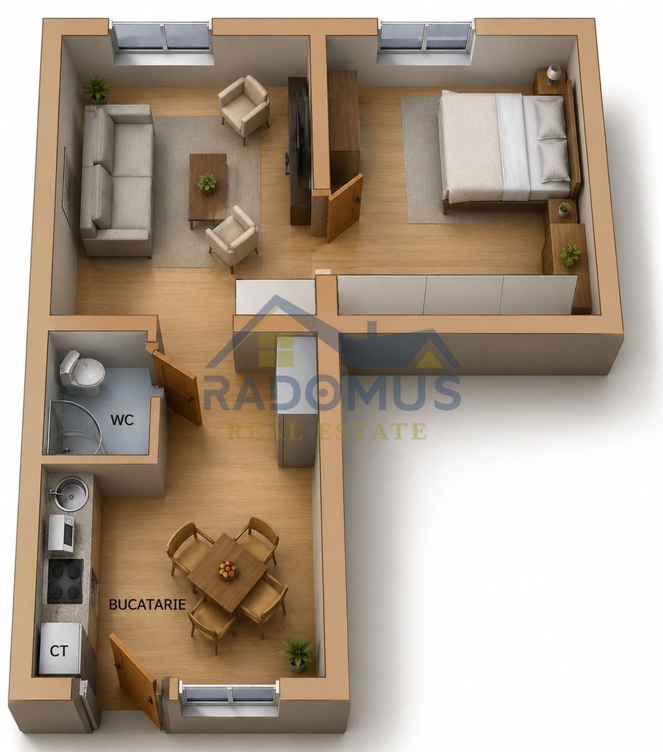 De închiriat – Garsonieră dublă | 350 €/lună | Central - Poză 6